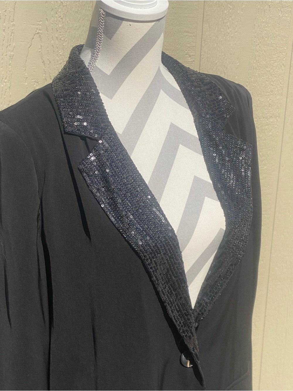 Vici Large Black Sequin Lapel Blazer - Picture 3 of 12